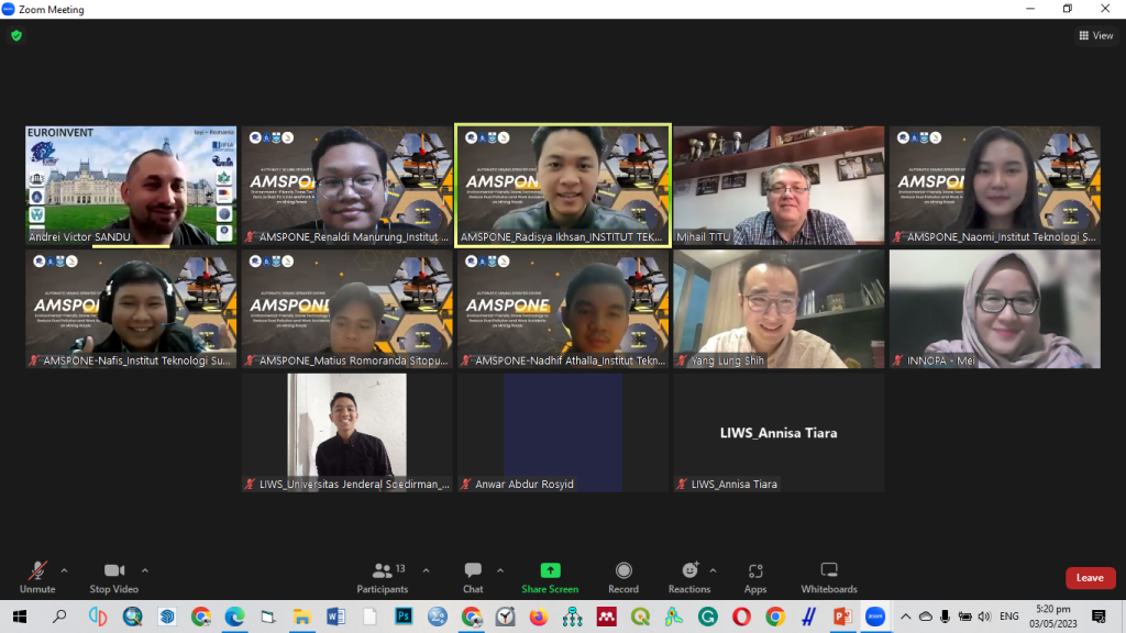 zoom window that shows AMSPONE team and the judges